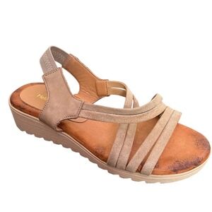 Womens Minimalist Suede Leather Strappy Slip On Sandals Size 37 US 6.5‎ 7 Wedge
